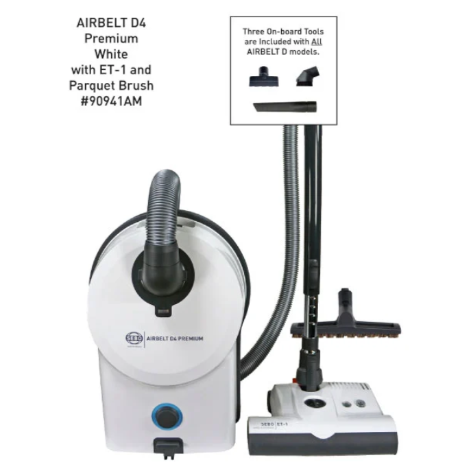 SEBO Airbelt D4 Premium vacuum for pets and allergies.