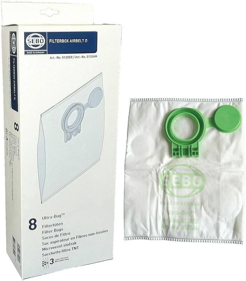 SEBO Airbelt D4 Premium replacement vacuum bags.