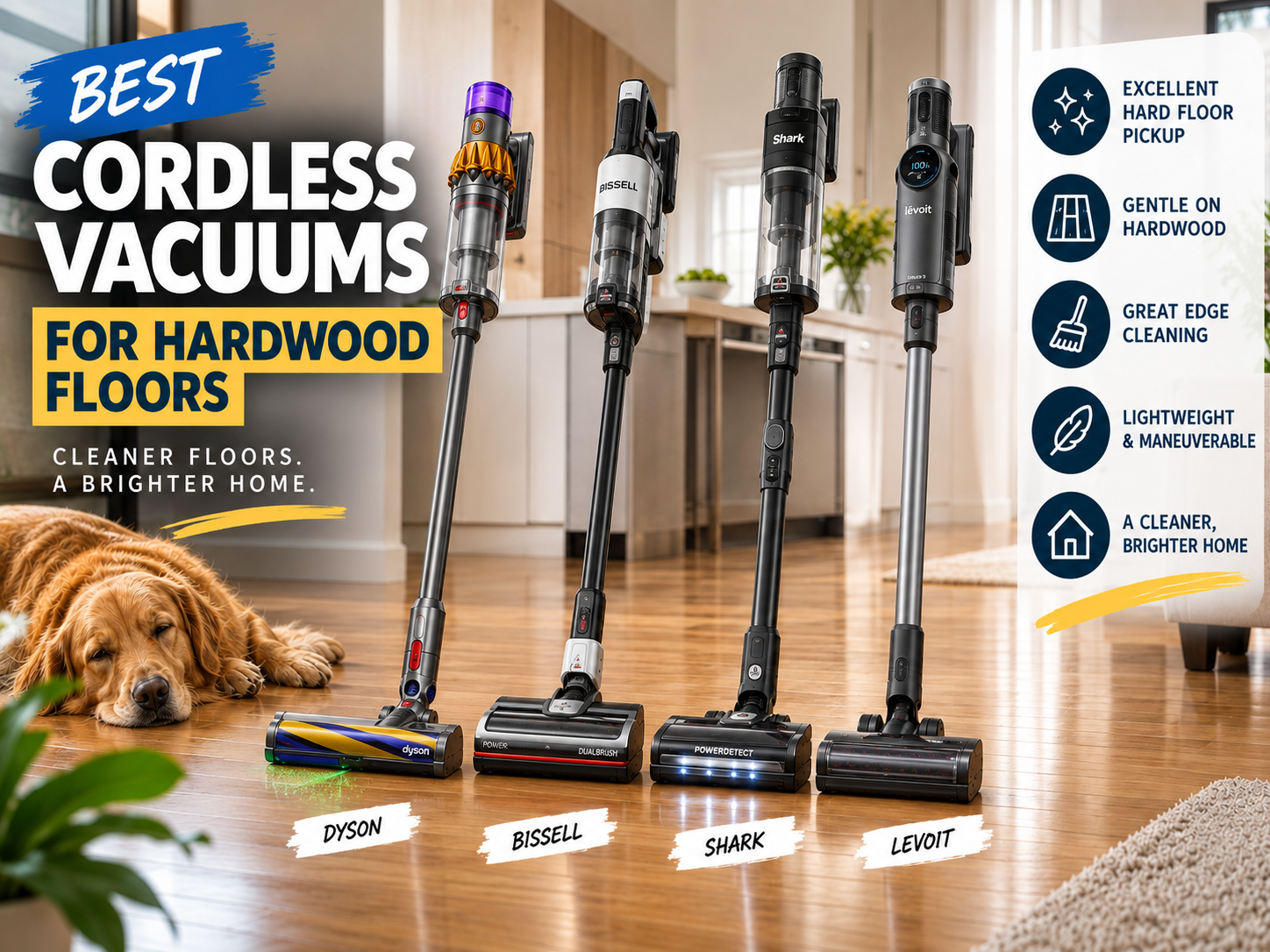 Best cordless vacuums for hardwood floors displayed on polished wood flooring in a modern home