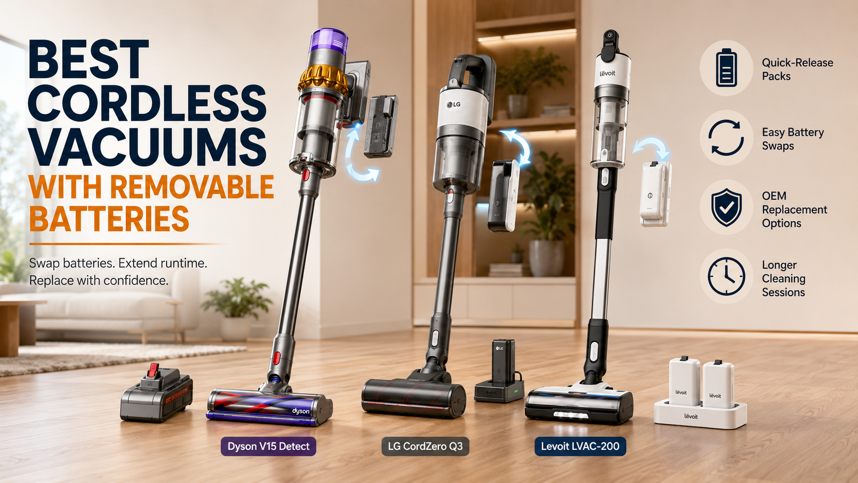 Best cordless vacuums with removable batteries in 2026
