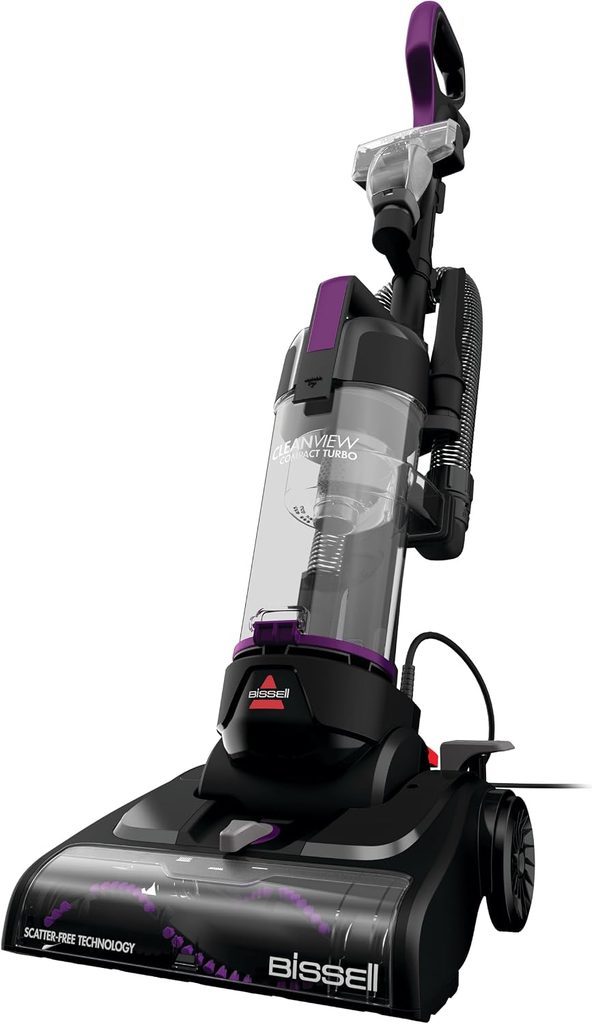 BISSELL CleanView Compact Turbo 3437F upright vacuum for tight-space and under-furniture cleaning.