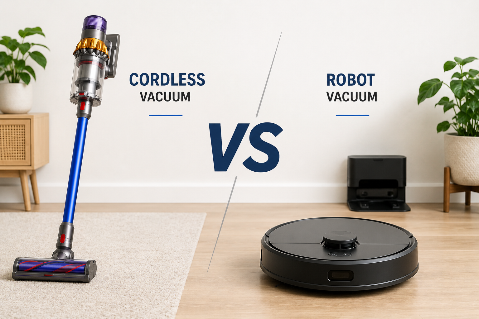 Cordless vacuum vs robot vacuum comparison