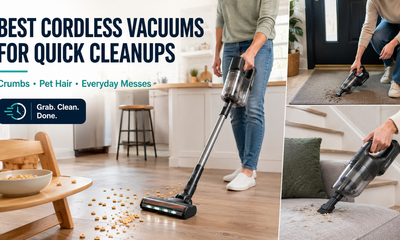 Best cordless vacuums for quick cleanups in 2026 shown cleaning crumbs, pet hair, and small dry everyday messes.