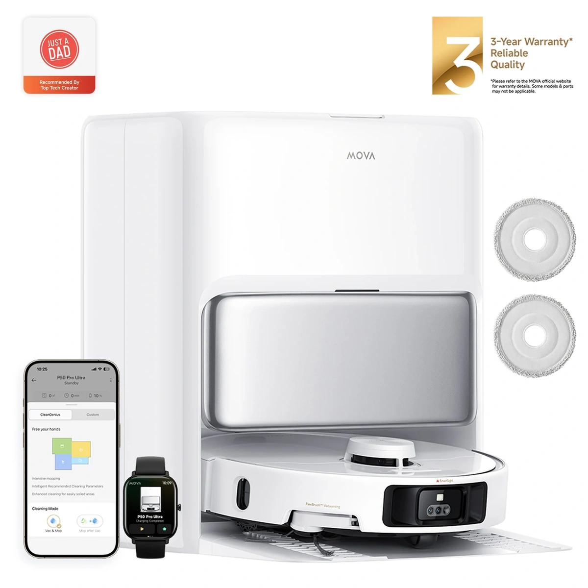 MOVA P50 Pro Ultra robot vacuum with docking station