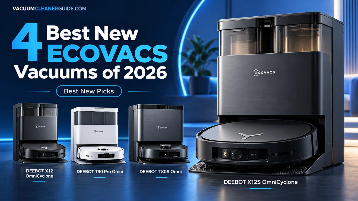 Four best new ECOVACS vacuums of 2026 including DEEBOT X12S OmniCyclone, X12 OmniCyclone, T90 Pro Omni, and T80S Omni
